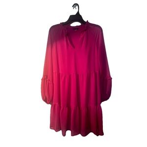 Vince Camuto Size XS Vibrant Pink Long Sleeve Dress